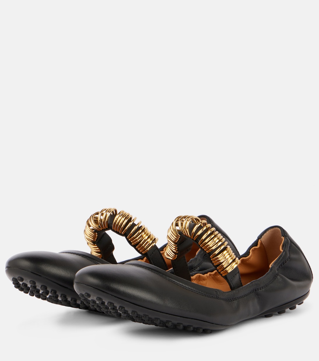 Декорированные кожаные балетки Мэри Джейн Tod's, Nero — фото 4