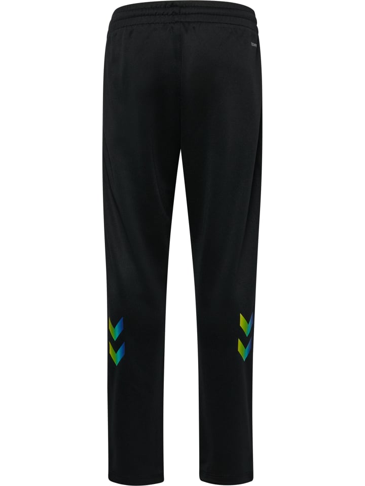 Hummel Детские спортивные брюки Hmlshimmer Multisport с регулируемой талией, цвет черный/салатовый — фото 2