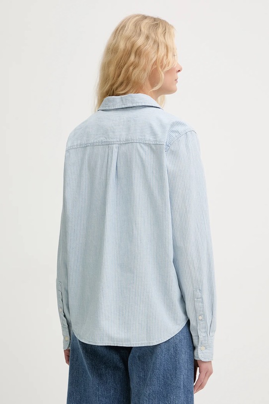 Классическая черно-белая хлопковая рубашка Levi's, синий — фото 3