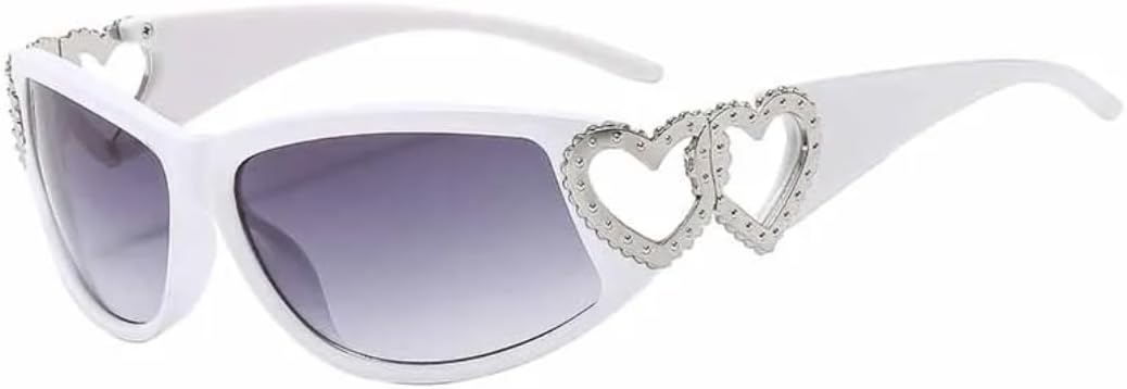 

Популярные хипстерские панк-солнцезащитные очки в форме сердца для женщин, роскошные, мужские, для путешествий, модные, с защитой от УФ-излучения UV400 TVTBBVV, White Gray