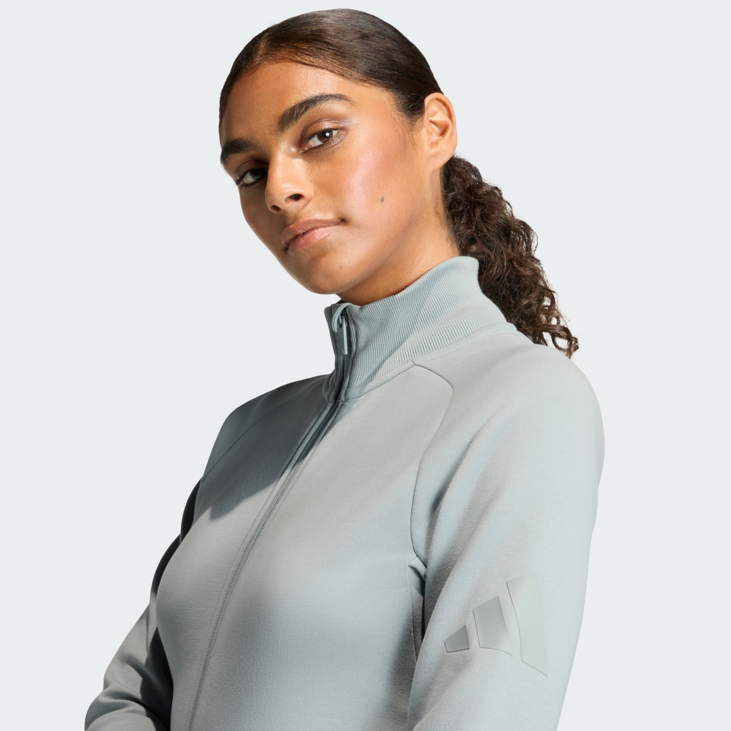 Adidas Sportswear Толстовка с молнией 'Soft Lux' в пастельно-зеленом цвете — фото 4
