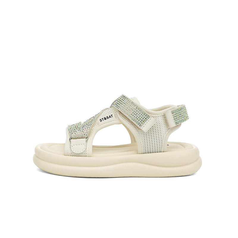 

Износостойкие дышащие сандалии на низком ходу для детей ST&SAT, слоновая кость