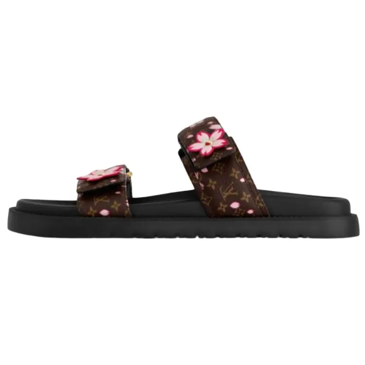 LOUIS VUITTON Сандалии Takashi Murakami x Sunset Slide женские коричневые