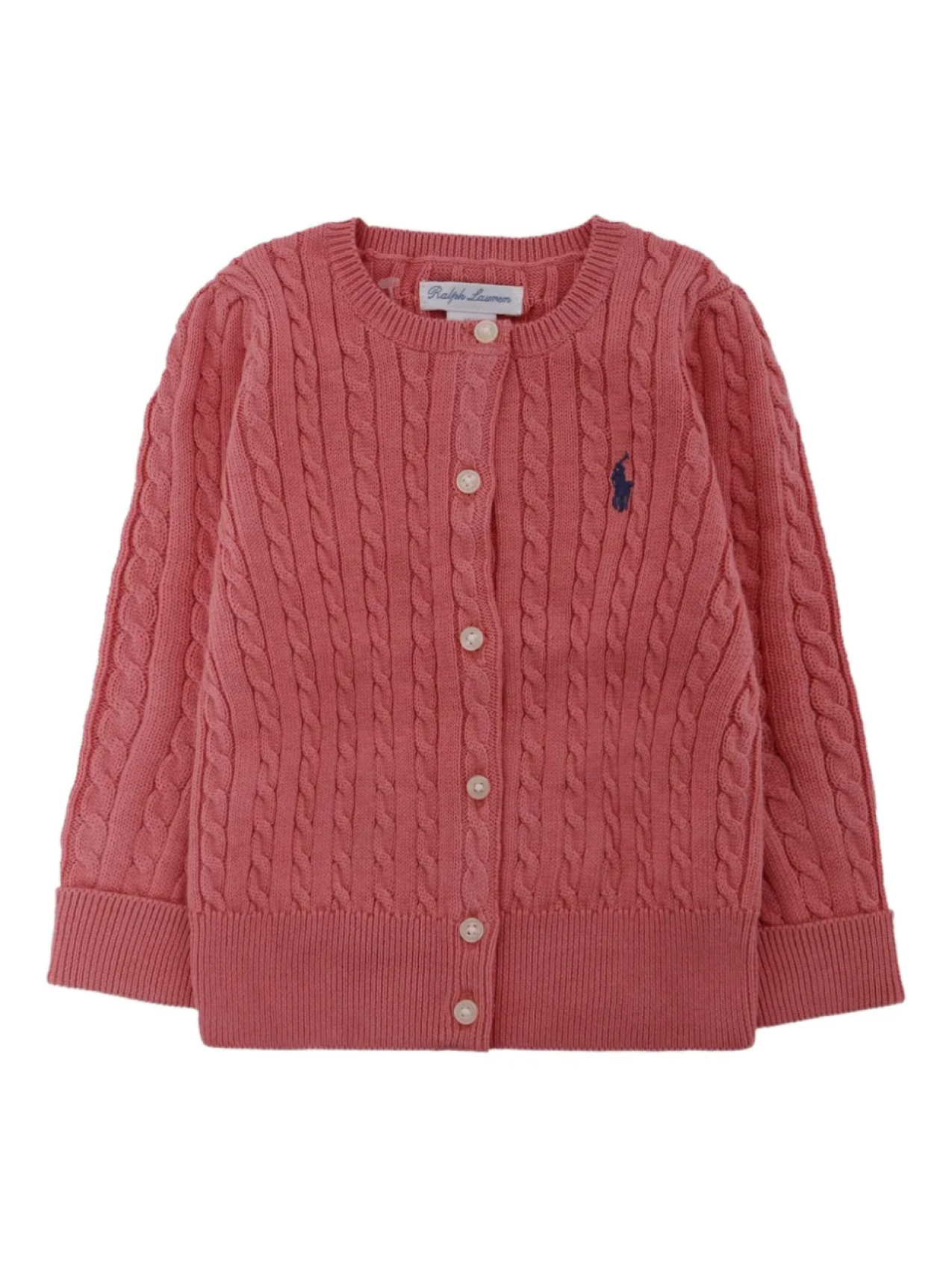 

Кардиган POLO RALPH LAUREN KIDS с косичной вязкой, розовый