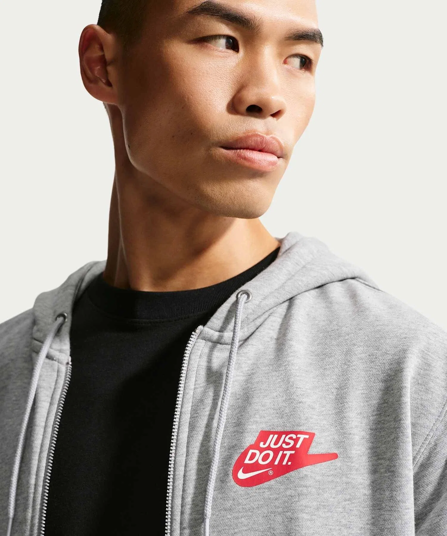 Мужская толстовка Nike Sportswear Club на молнии из французского махрового трикотажа IF0726-063, темно-серый меланж — фото 3