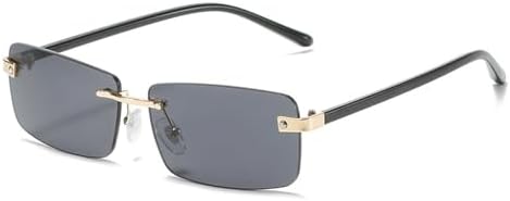 

Модные коричневые солнцезащитные очки без оправы для женщин, металлические солнцезащитные очки для мужчин, простые очки без оправы, защита от УФ-излучения UV400 MTZJH, C1 Black