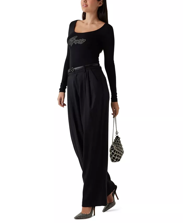 

Женские брюки Sancha Wide Leg с плиссировкой на талии GUESS, черный
