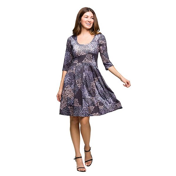 

Женское платье с принтом и три четверти рукава 24Seven Comfort Apparel, Gray Multi