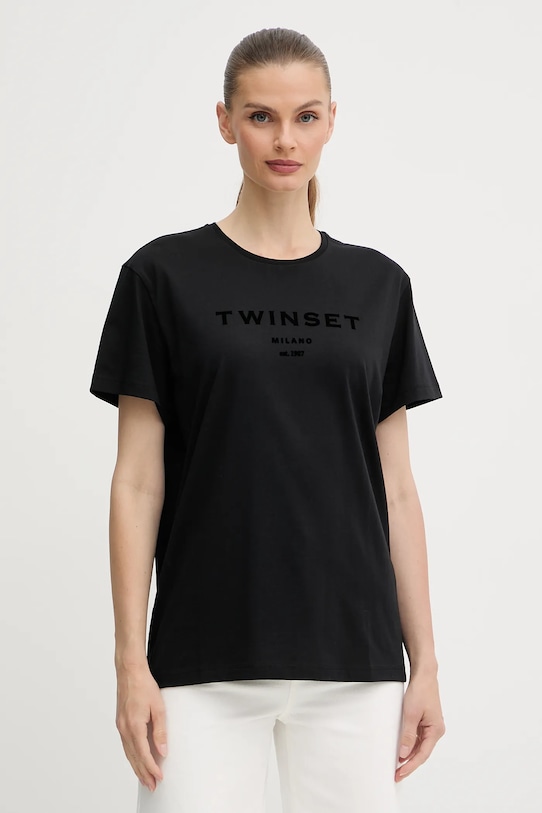 

Хлопковая футболка Twinset, черный