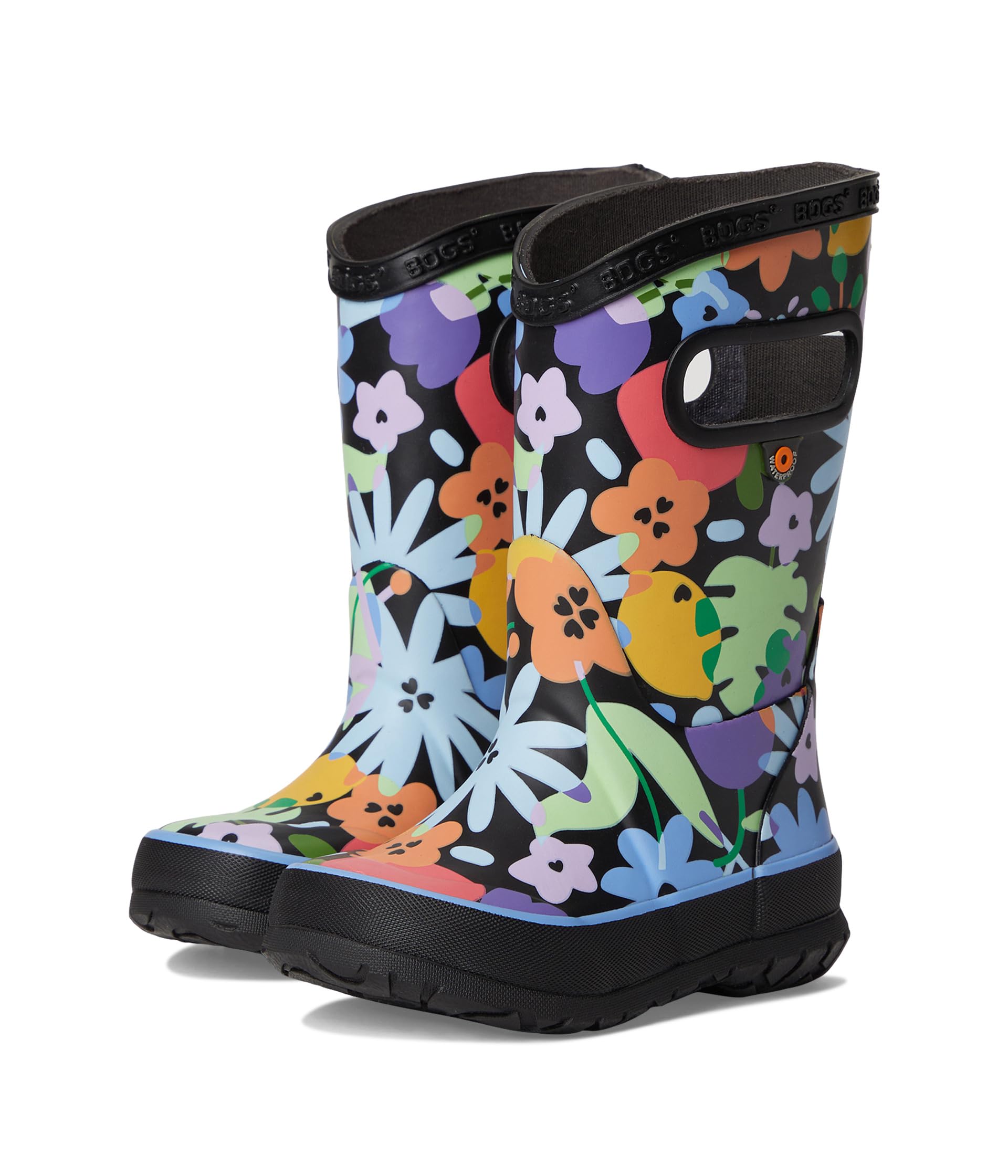 

Ботинки Bogs Kids Rainboot Overlap Flowers, черный мульти