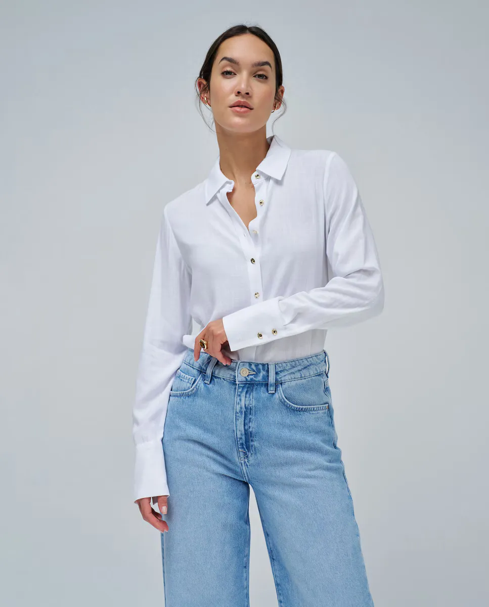 

Женская рубашка с длинными рукавами из льняной ткани Salsa Jeans, белый