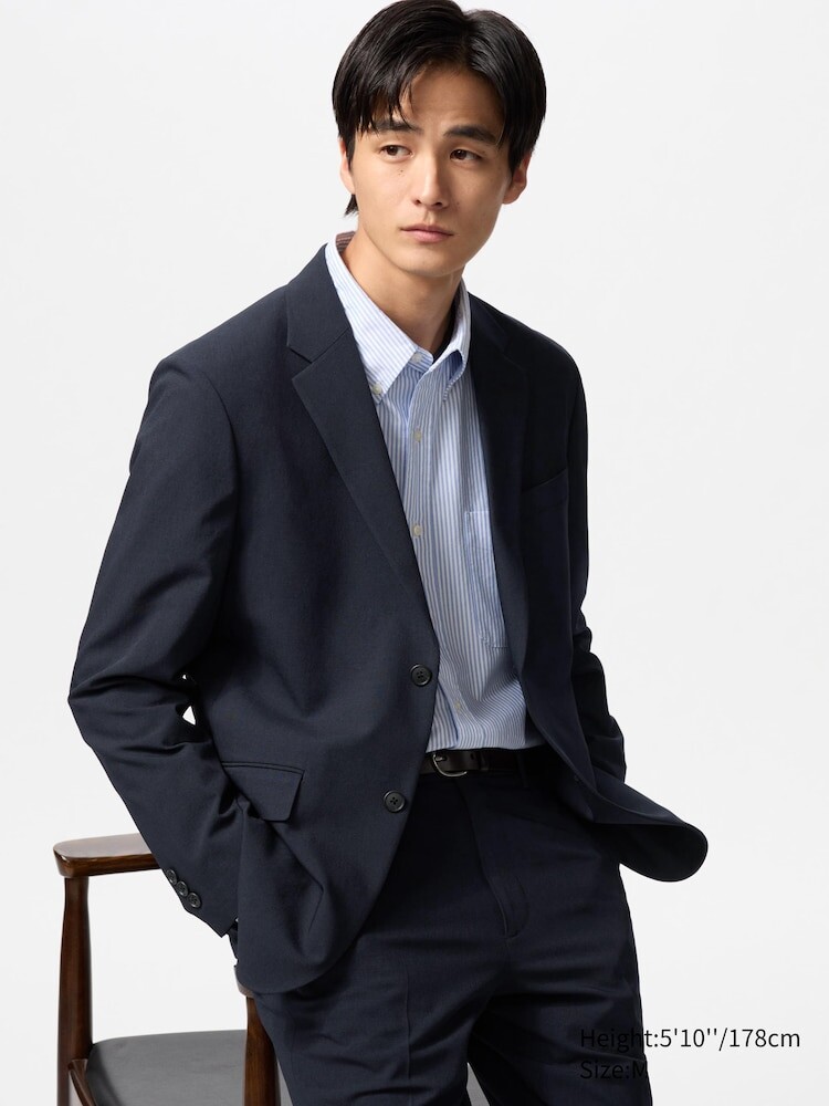 

Пиджак Airsense шерстяная Uniqlo, темно-синий