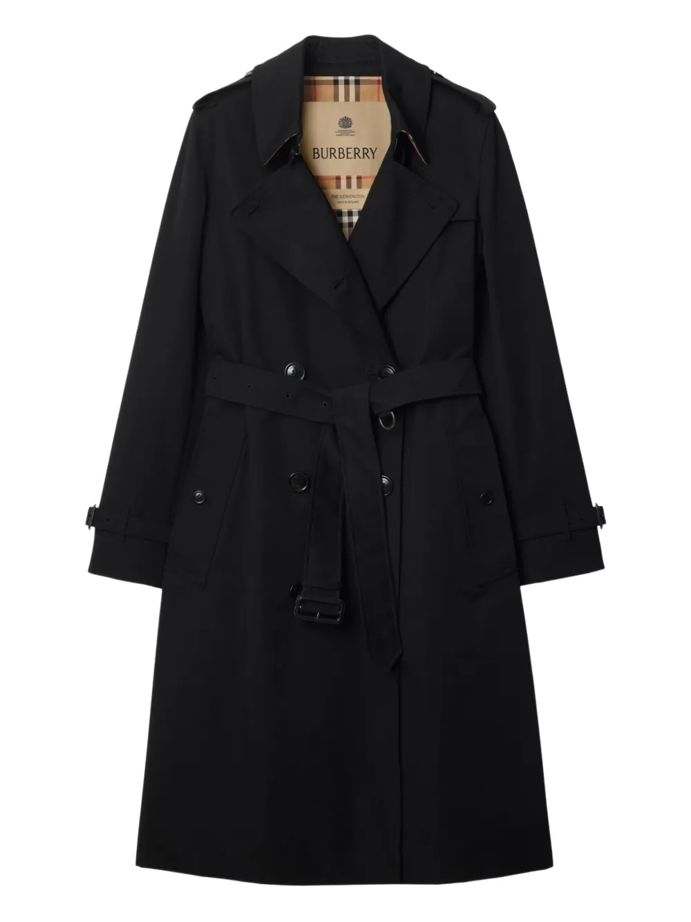 

Двубортный тренч с поясом BURBERRY, черный
