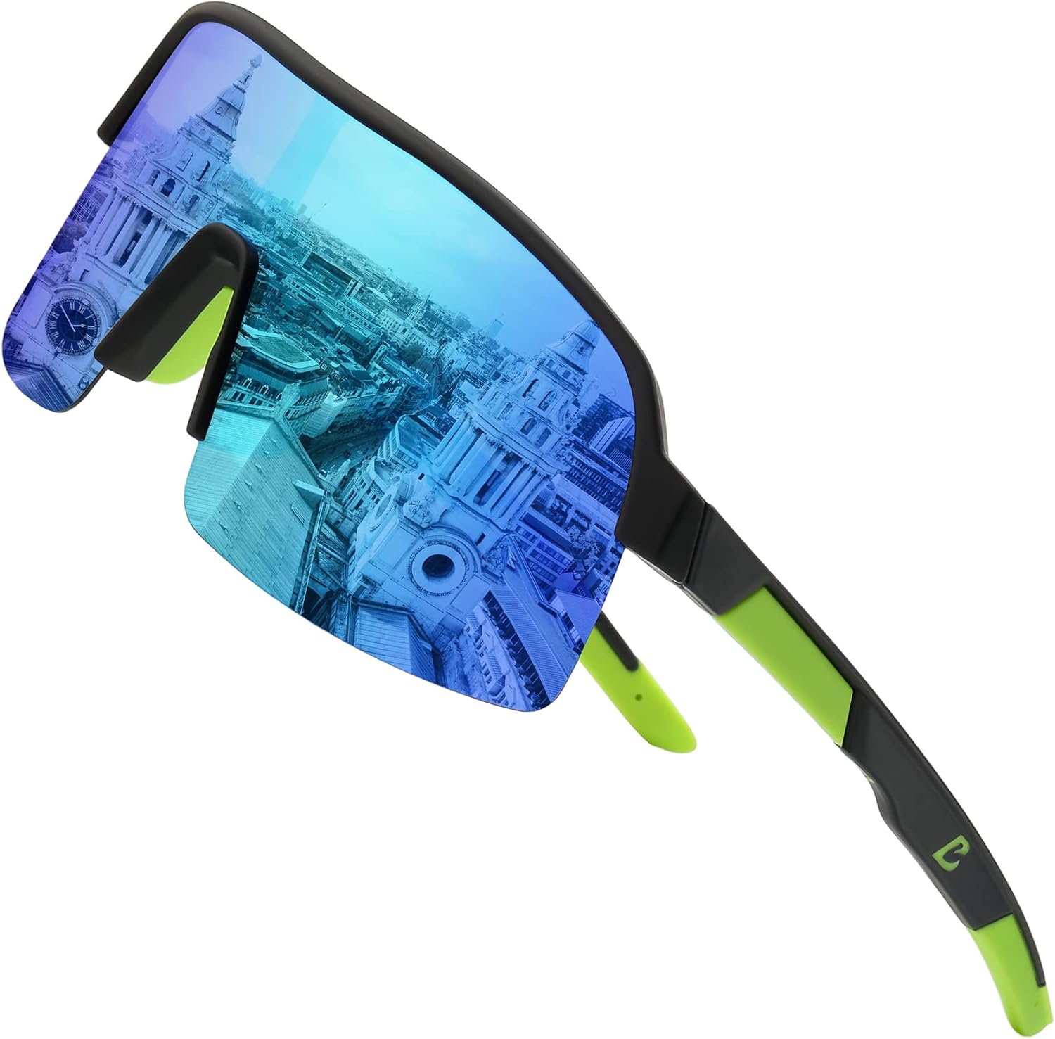 

Спортивные солнцезащитные очки Bevi с поляризованными линзами и оправой TR90 для мужчин и женщин, для активного отдыха, вождения и езды на велосипеде 100 CLASSIC, Blue Lens Green Frame - H