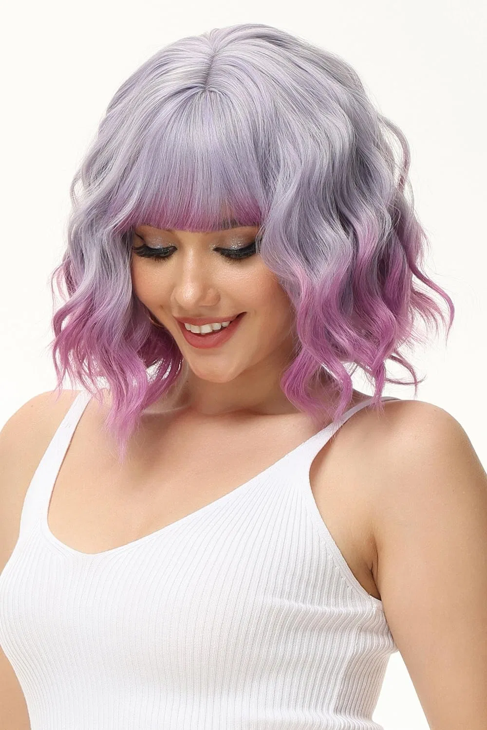 Женский парик «Wigs Purple» с кудрявыми волнистыми волосами от Luxiremi Luxiremi, Purple — фото 3