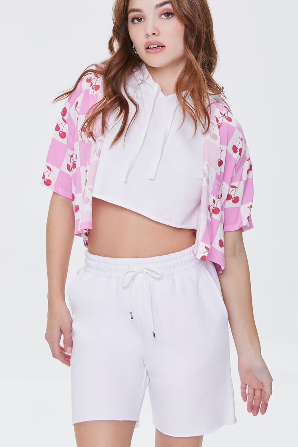 

Флисовые спортивные шорты на шнурке Forever 21, белый