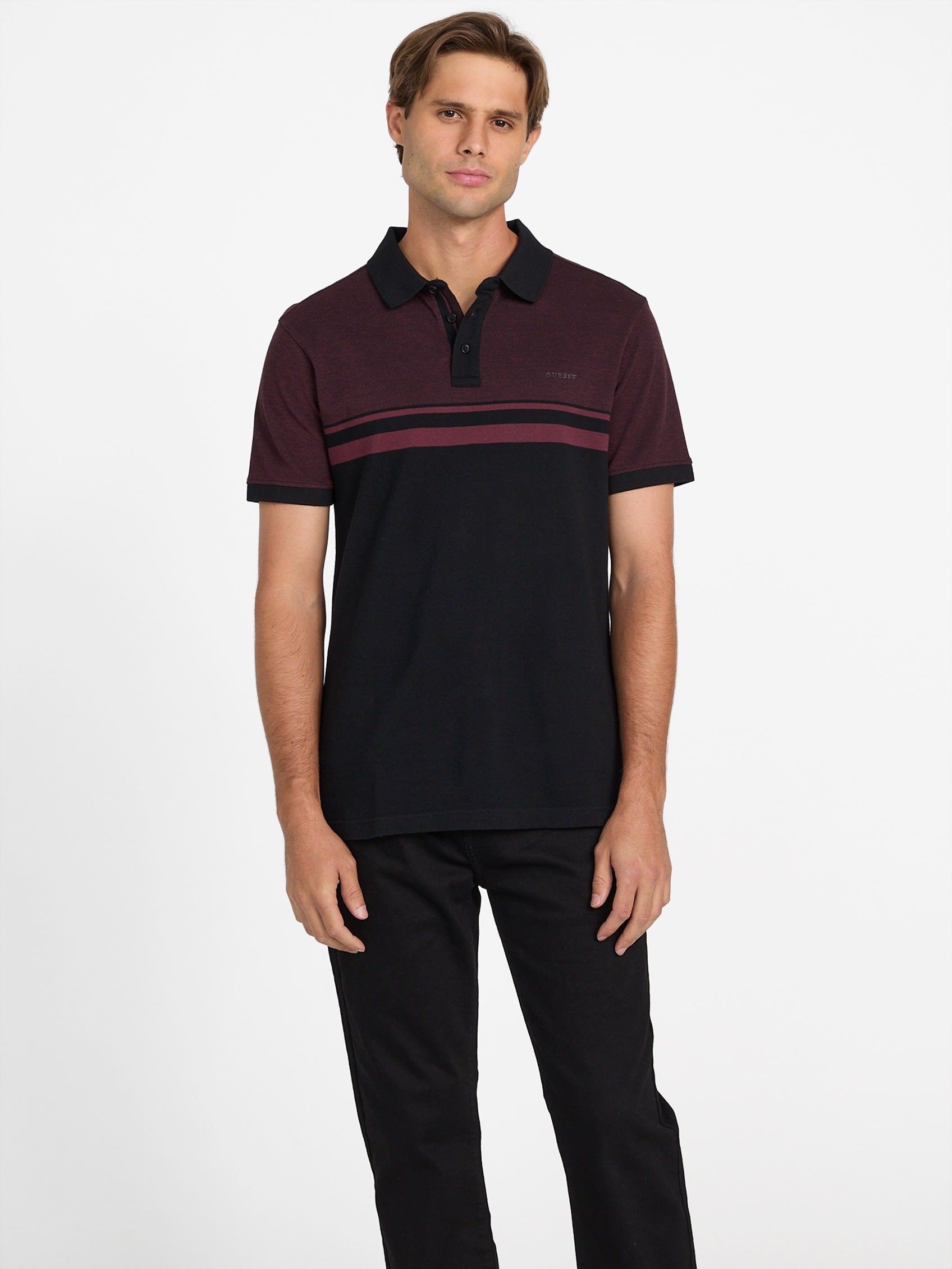 

Поло Teo Color-Block в полоску Guess Factory, красный/черный