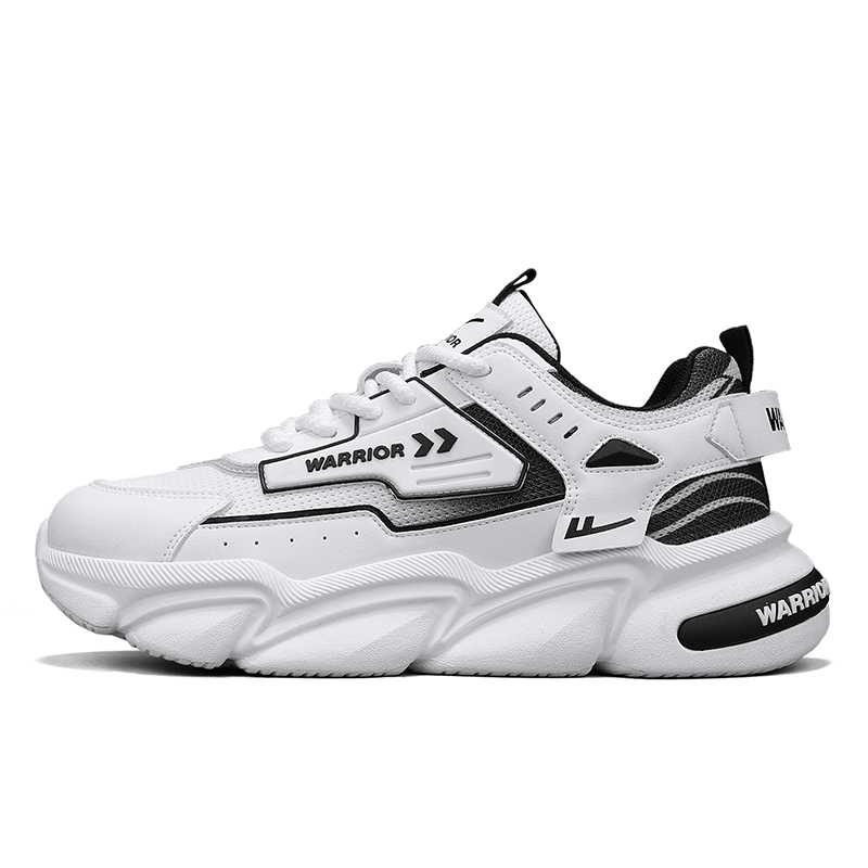 

WARRIOR Амортизирующие и дышащие низкие массивные кроссовки мужские - белый черный, цвет White Black