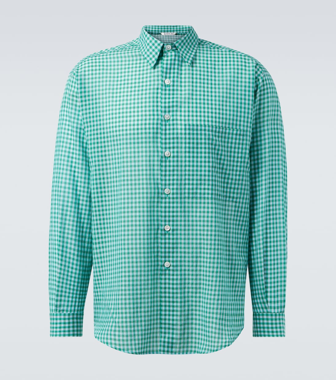 

Хлопковая рубашка в клетку Auralee, Green Gingham Check