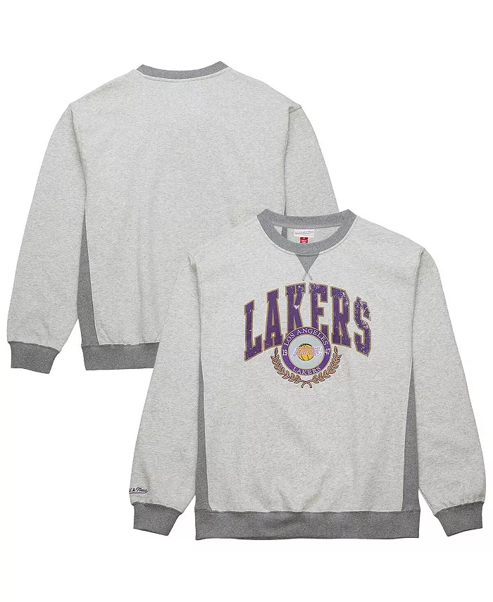 

Мужской свитшот с винтажным логотипом Los Angeles Lakers в цвете heather gray Mitchell & Ness