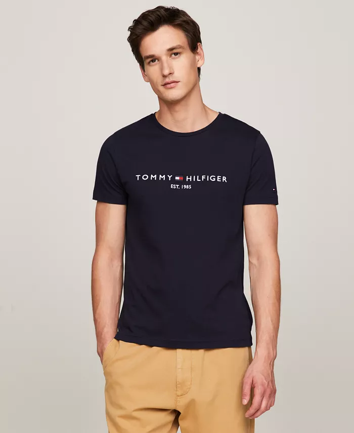 

Мужская футболка с вышитым логотипом Regular-Fit Tommy Hilfiger, синий
