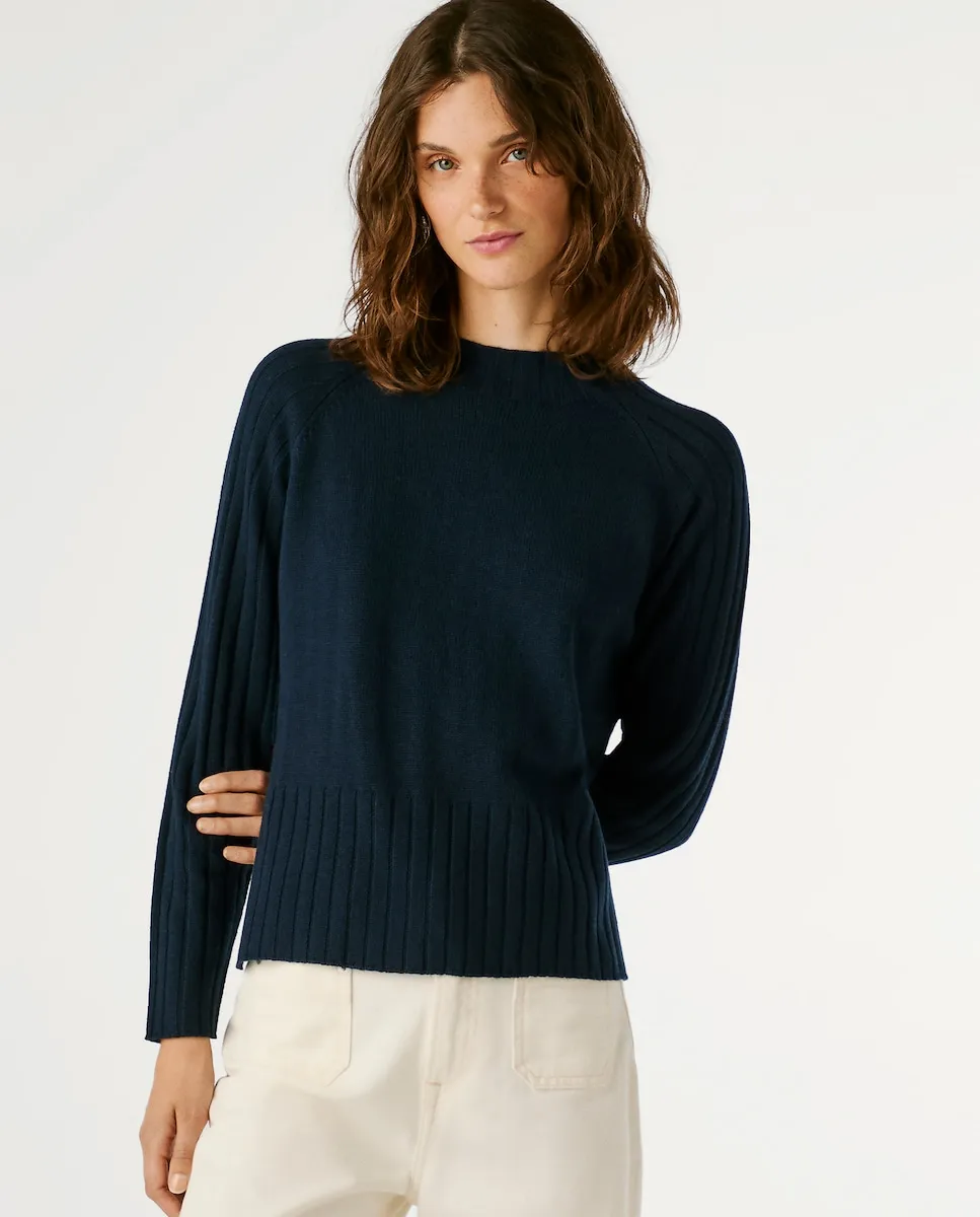 

Женский джемпер с воротником Перкинс и рукавом реглан Pepe Jeans, темно-синий