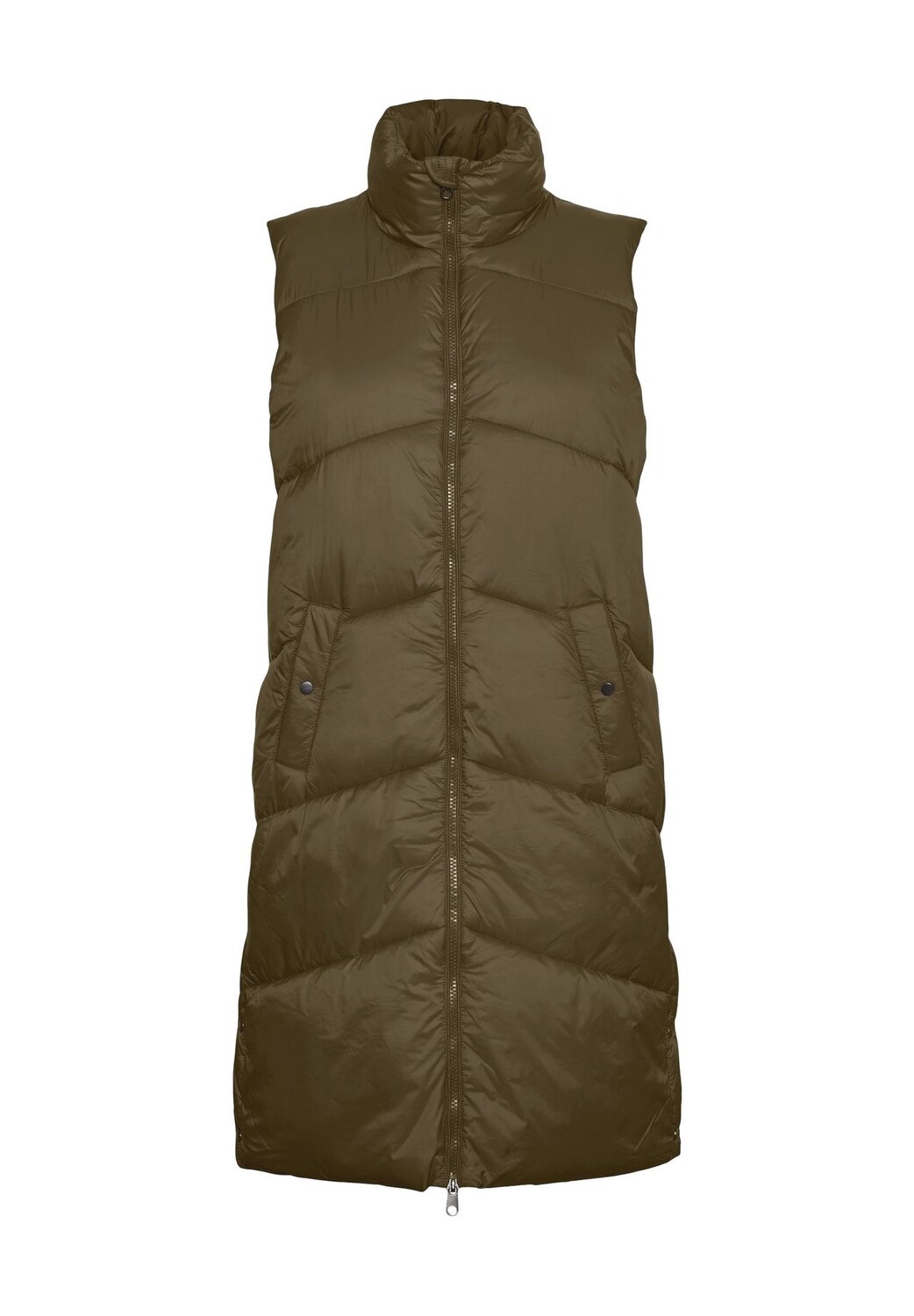

Жилет стеганый, воротник стойка, однотонный, женский VERO MODA, цвет Dark Olive