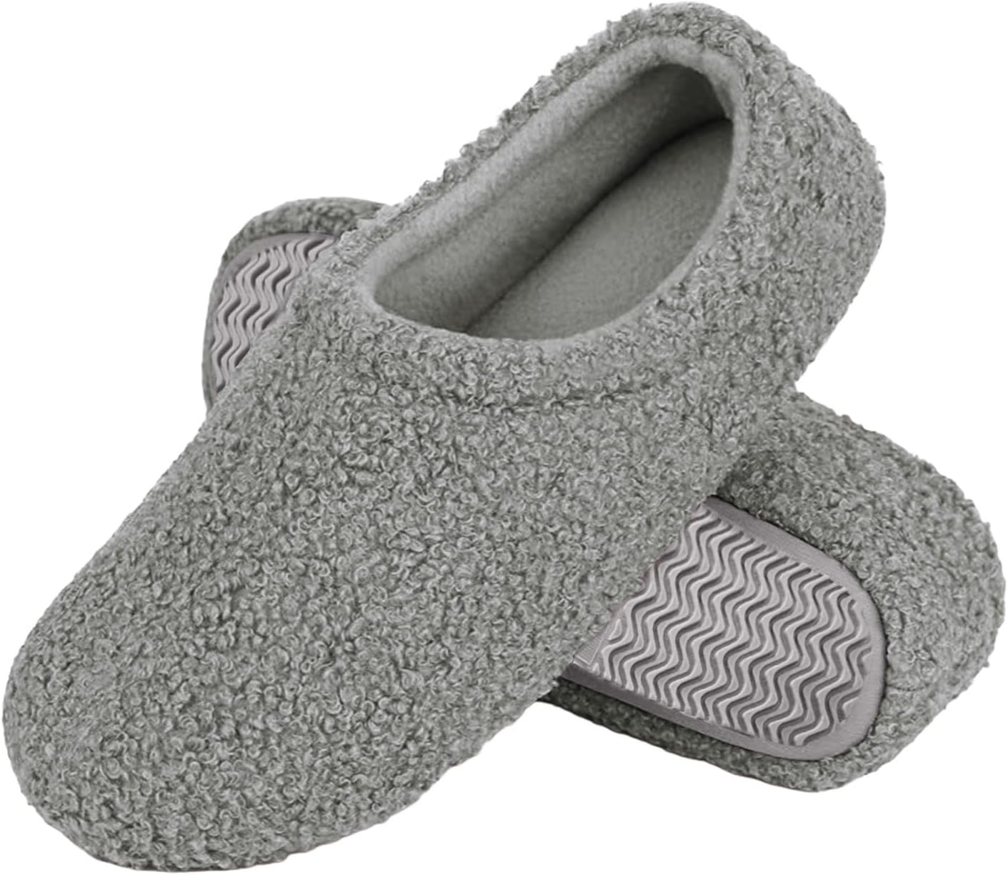 

Женские мягкие пушистые домашние тапочки с завитками, легкие тапочки с памятью формы, теплые плюшевые тапочки, с флисовой подкладкой, нескользящие, удобные для дома, уютные лоферы Rianclud, серый