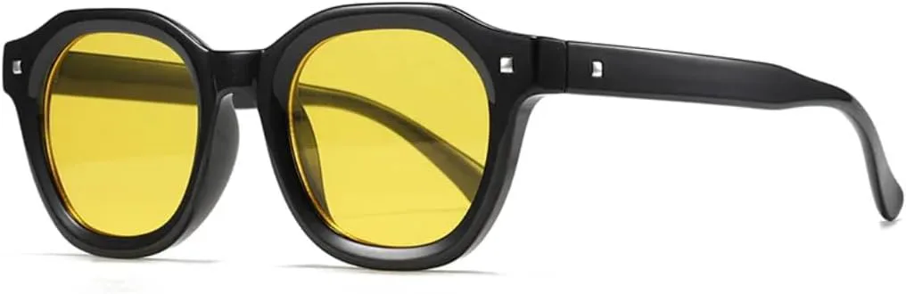 

Роскошные солнцезащитные очки большого размера для женщин и мужчин, винтажные, в стиле панк, с заклепками, защита от УФ-излучения UV400 HHZZYVY, Black Yellow