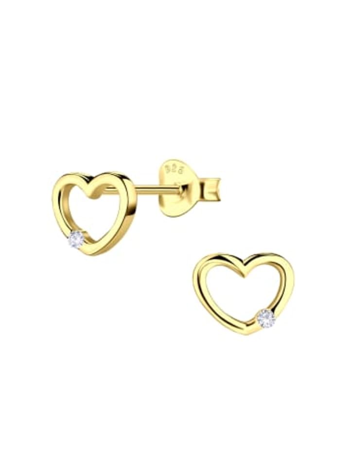 

Alexander York Серьги в форме сердца, серьги-гвоздики из золота с кубическим цирконием, изготовленные из серебра 925 пробы, комплект из 2 штук