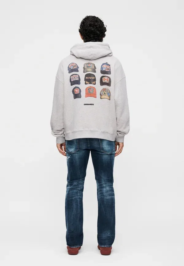 Толстовка с капюшоном Dsquared2 Iconique boyfriend fit, цвет серый меланж