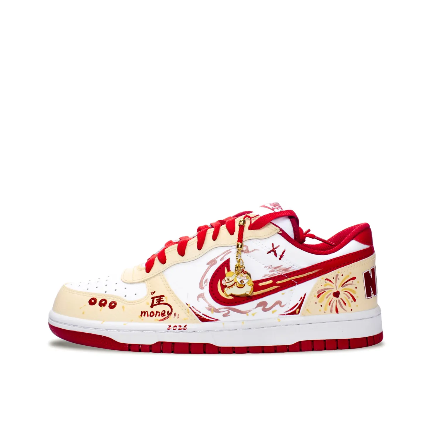 

Nike Мужские бело-красные скейтерские кроссовки Big Cushioning Slip Resistant Low top