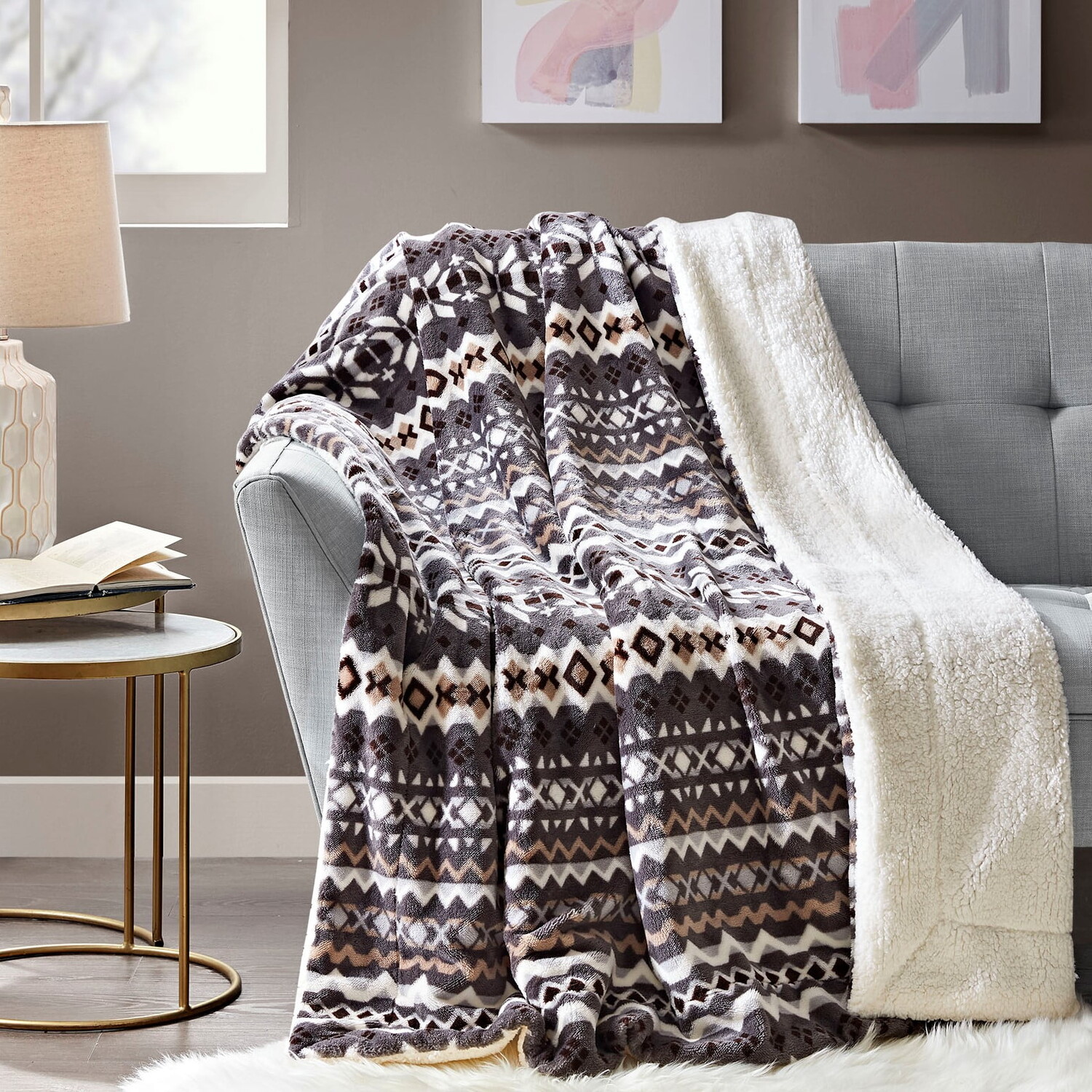 

Двустороннее флисовое одеяло Comfort 50x60 дюйма, серый