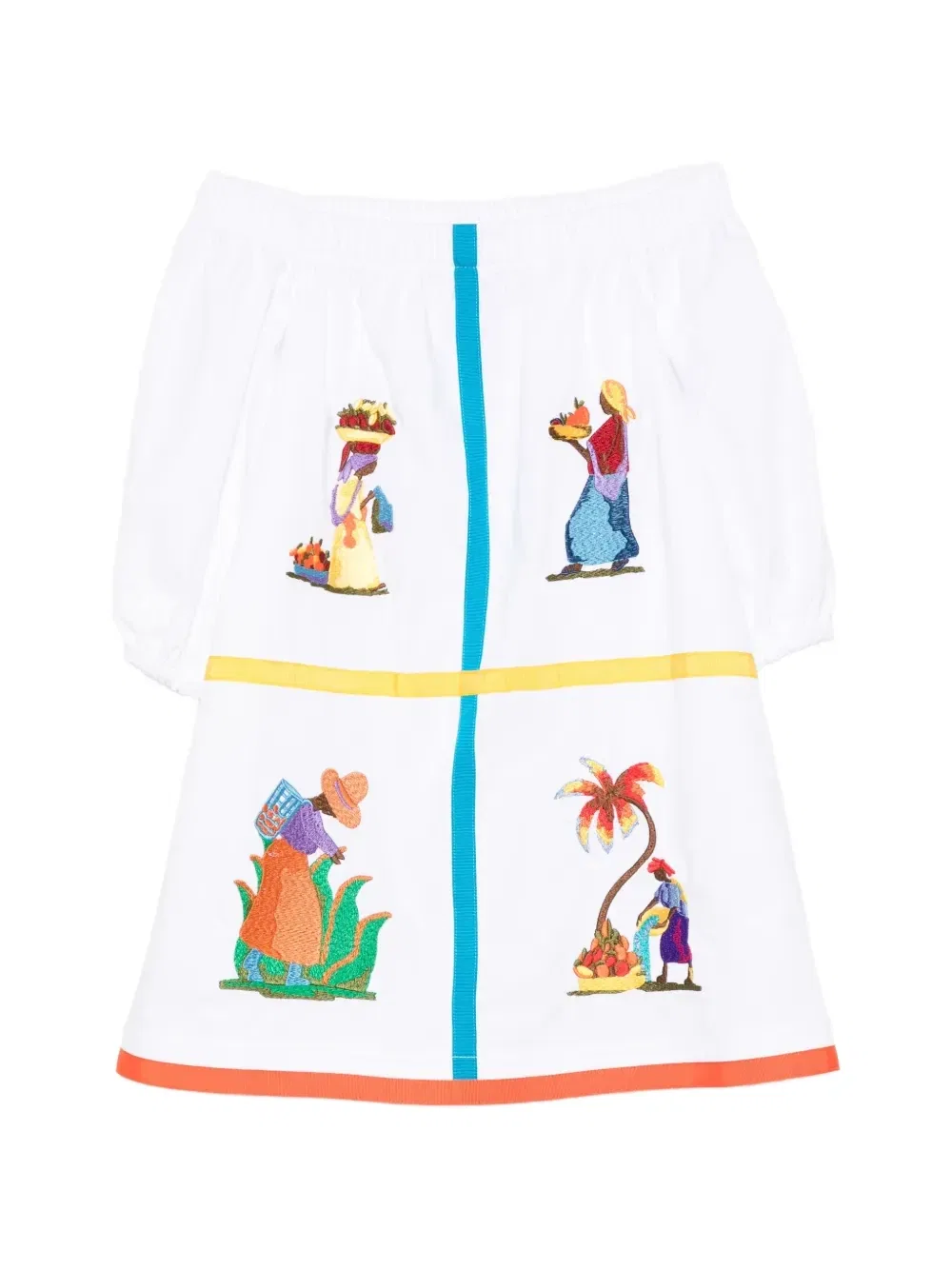 Платье с вышивкой Stella Jean Kids, белый