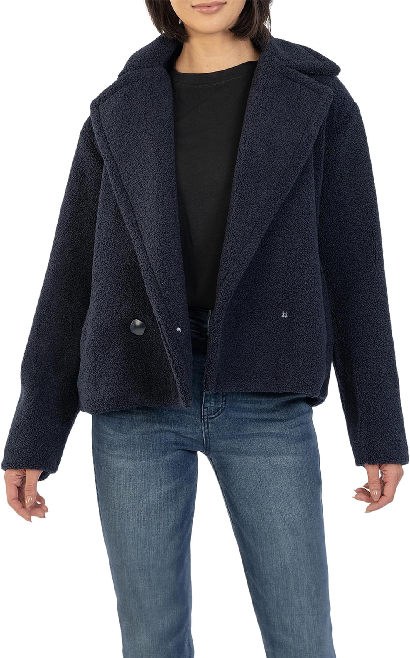 

Пальто KUT from the Kloth Emaline Double-Breasted Sherpa Coat, темно-синий