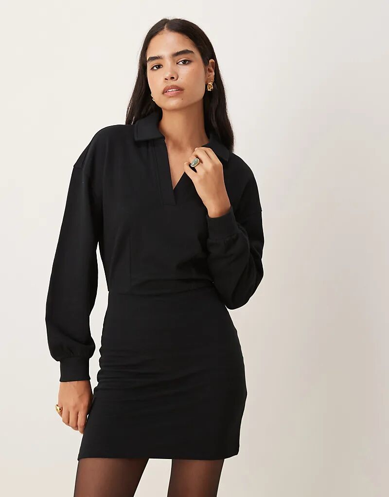 

Платье-мини из хлопка ASOS DESIGN с завышенной талией, черное