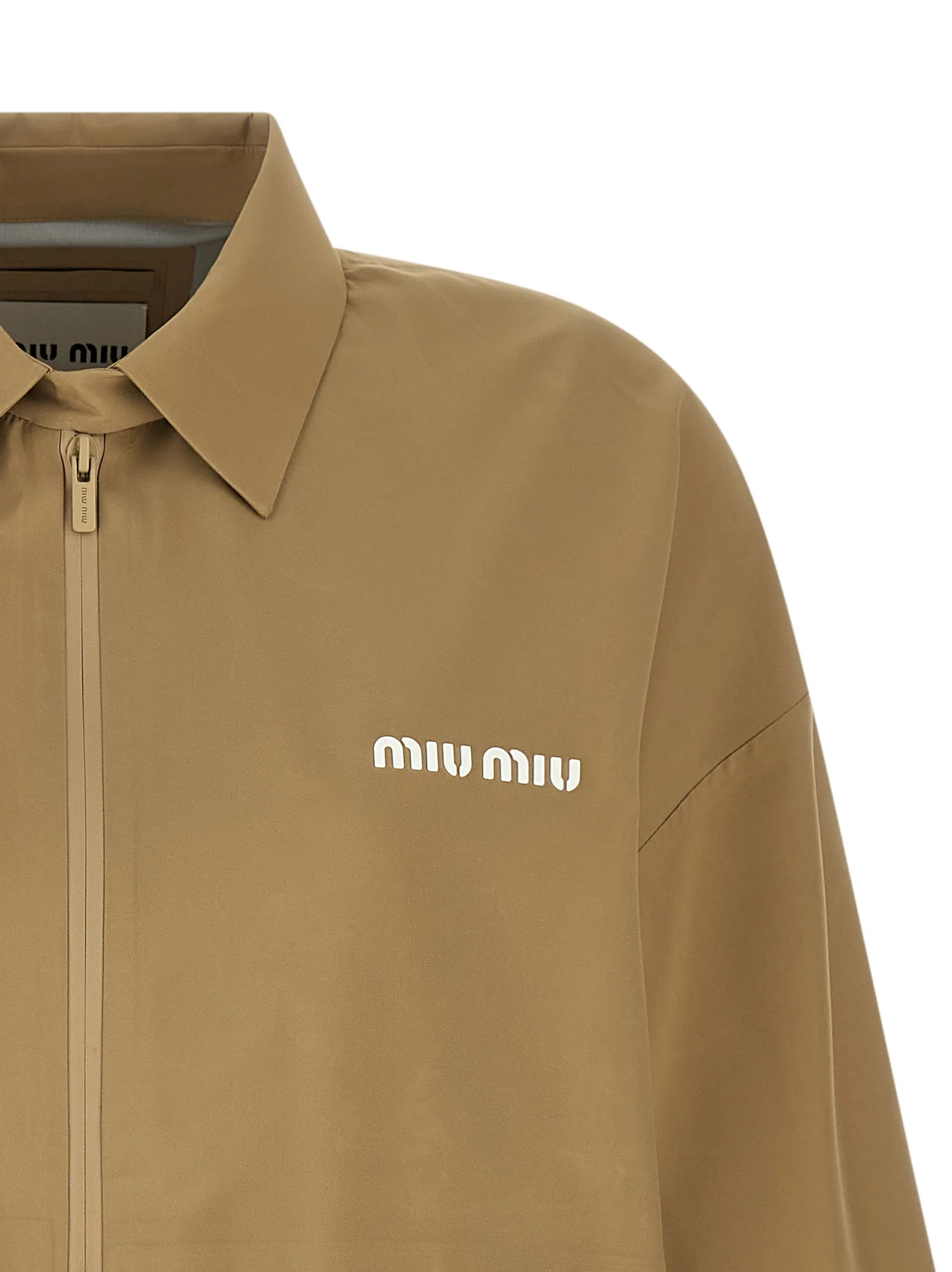 Ветровка из технического канваса MIU MIU, бежевый — фото 3