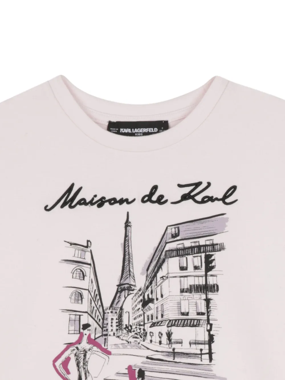 Толстовка с графичным принтом KARL LAGERFELD KIDS, розовый — фото 3