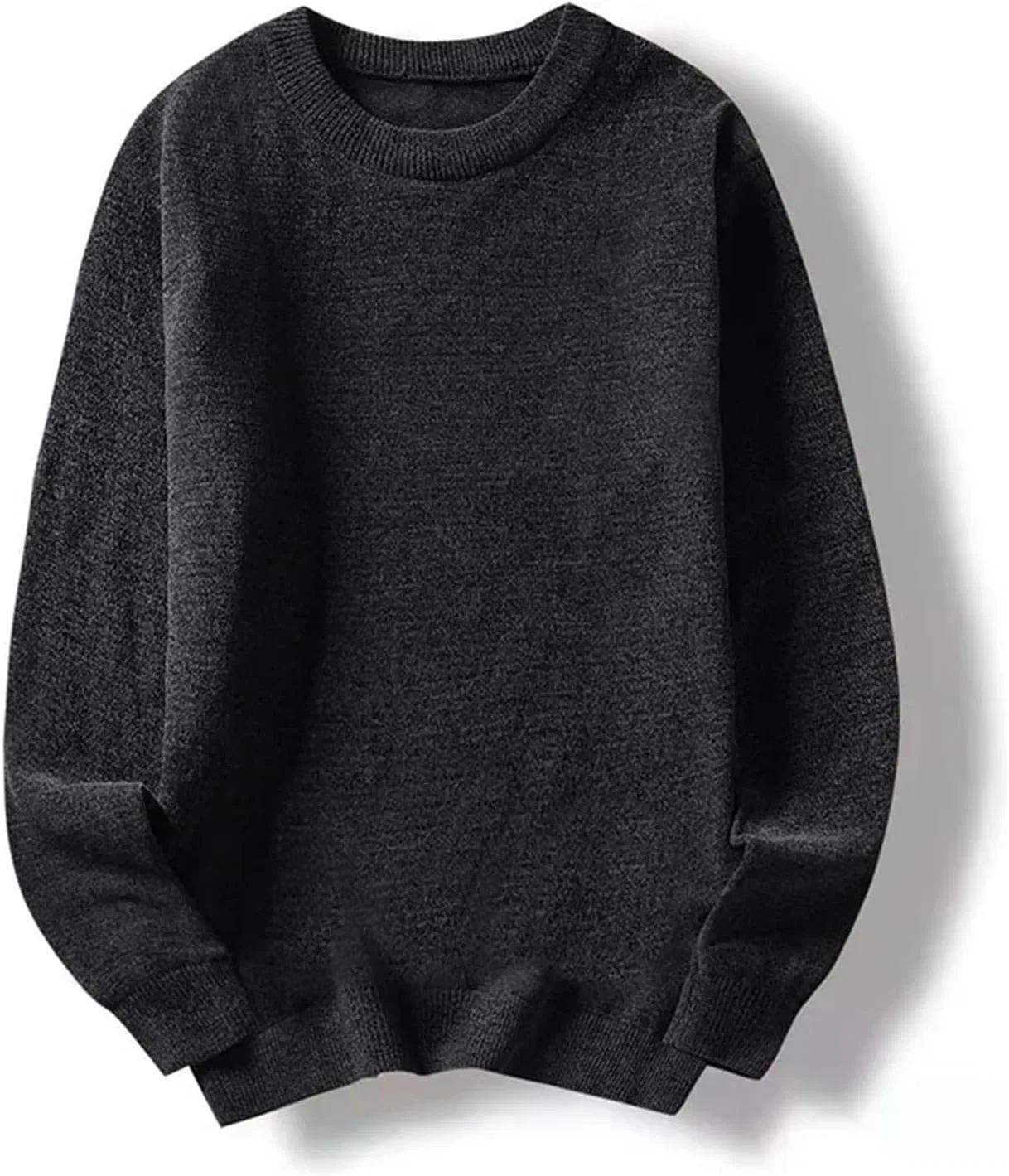 Зимний свитер большого размера мужской O-образный вырез Generic, черный — фото 2
