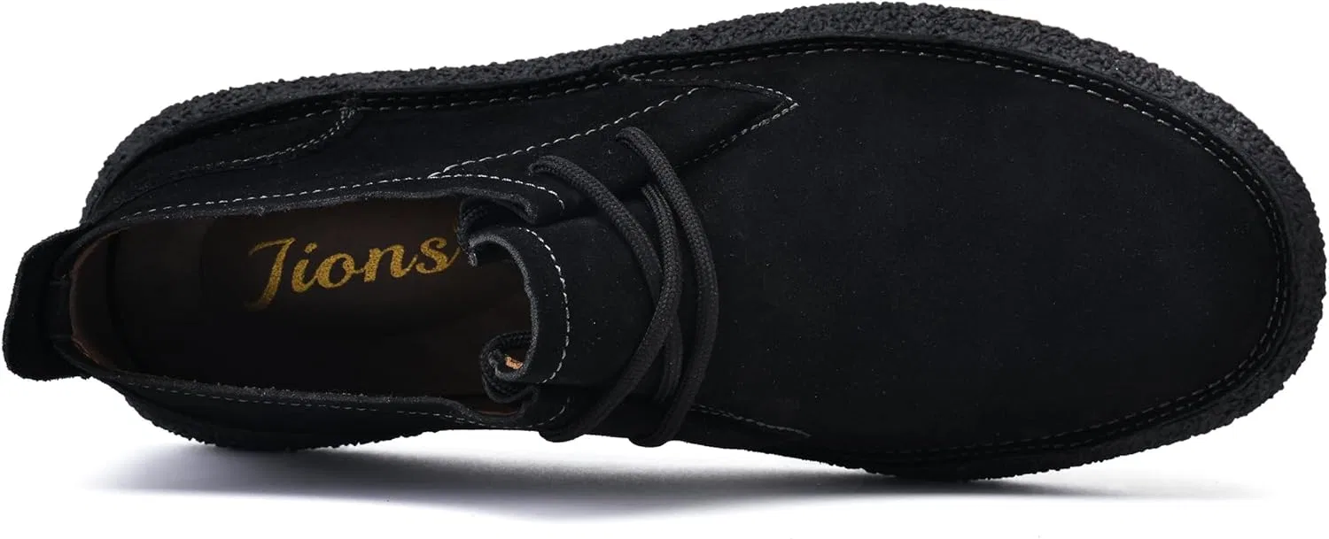 Мужские ботинки JIONS Desert Chukka на шнуровке, замшевые, с круглым носком и платформой, Black — фото 3