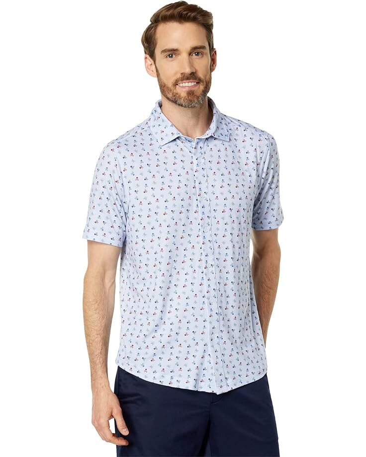 

Рубашка Johnston & Murphy Short Sleeve XC4 Performance Skull Shirt, темно-синий