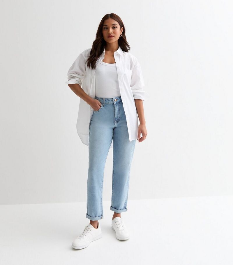 

Миниатюрные бледно-голубые джинсы Tori Mom New Look, бледно-голубой
