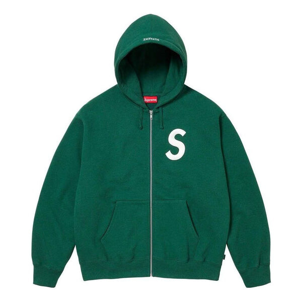 

Куртка fw23 week3 s logo zip up hooded sweatshirt jacket 'green' Supreme, зеленый