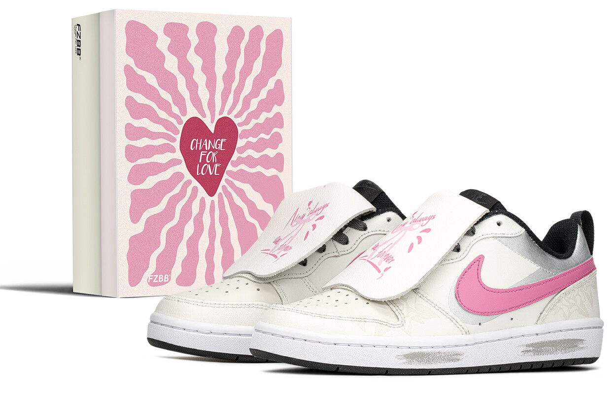 

Кроссовки Nike Court Borough Skateboarding Shoes Women's Low-top White/beige/pink, бежевый