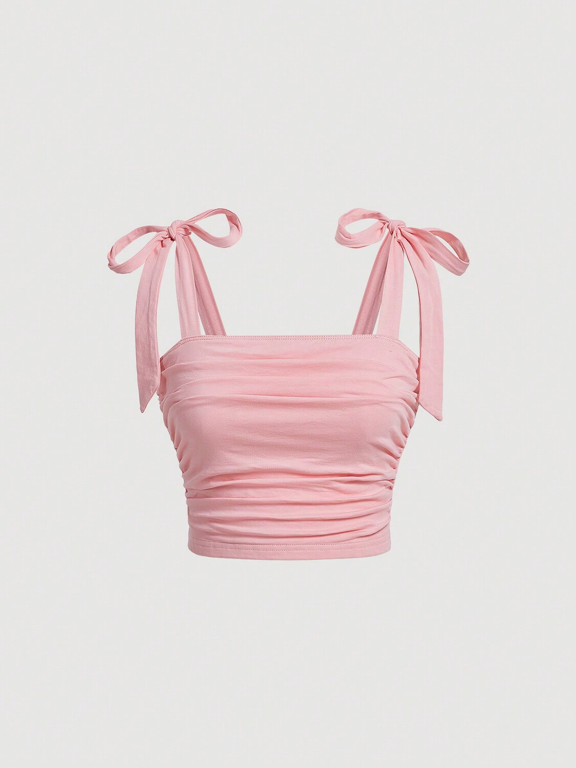 

SHEIN MOD, однотонный топ, узлы на плечах, складки, широкие бретели, розовый