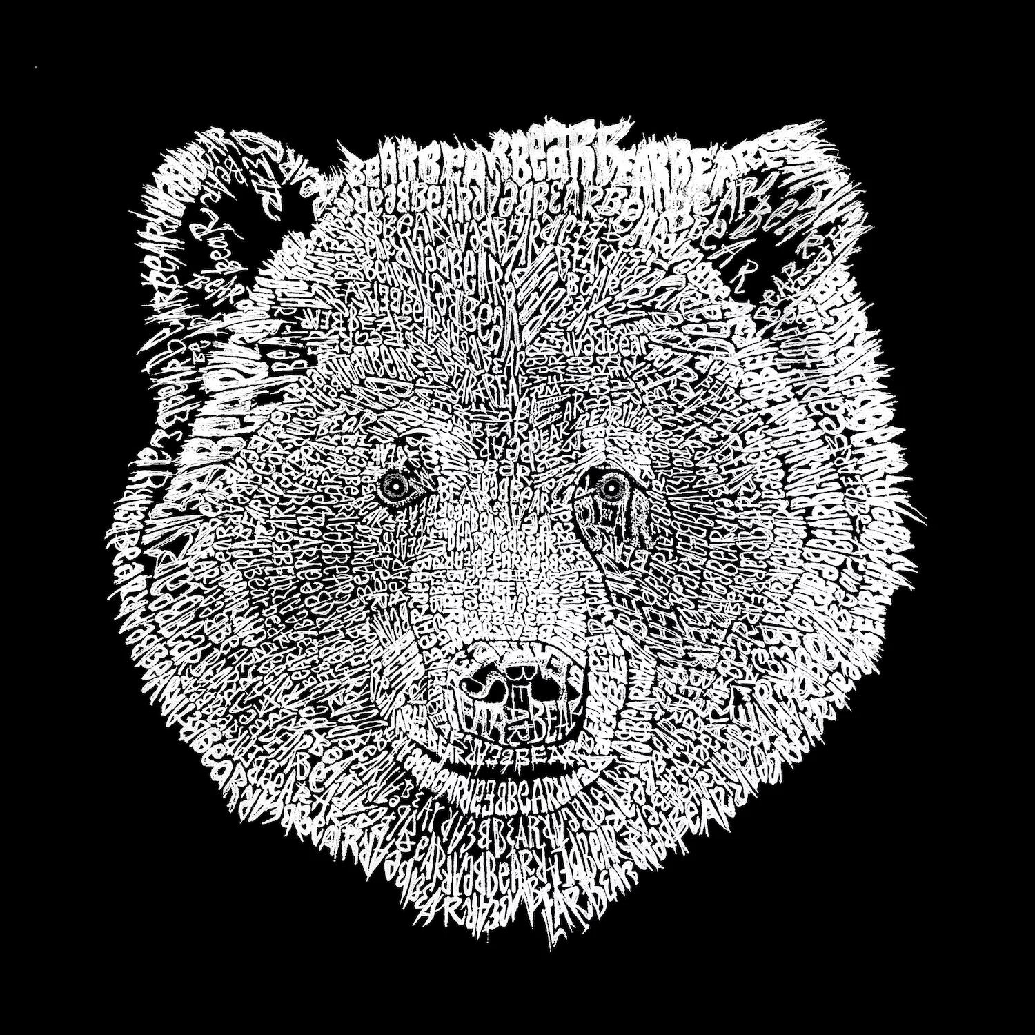 

Bear Face — мужская футболка с рисунком Word Art LA Pop Art, черный