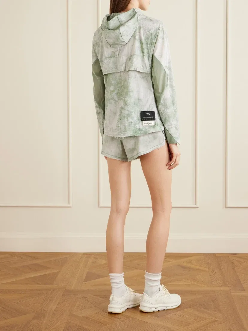Куртка с капюшоном, принтом и потертостями Y-3 из легкой ткани adidas Originals, бирюзовый — фото 4
