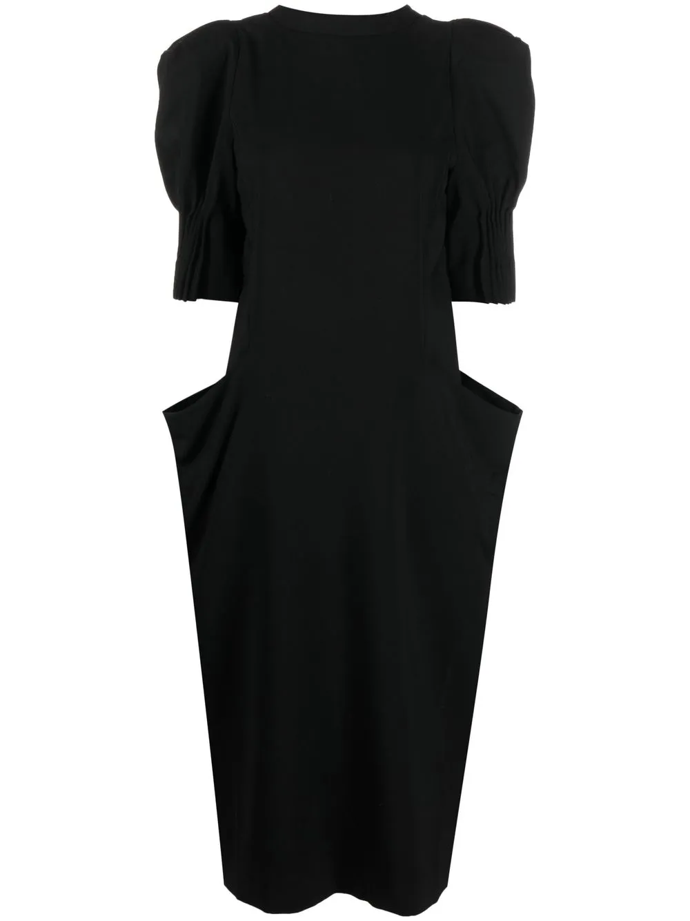 

Шерстяное платье миди с короткими рукавами BITE Studios, черный