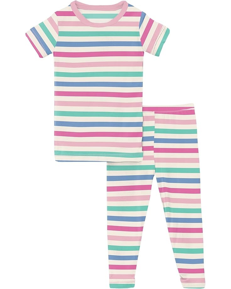 

Пижама Kickee Pants Kids Print Short Sleeve Pajama Set, цвет Skip To My Lou Stripe