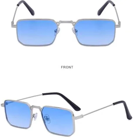 

Солнцезащитные очки прямоугольной формы 2027 года для женщин, металлические оправы, винтажные квадратные солнцезащитные очки для мужчин и женщин MTZJH, Black White